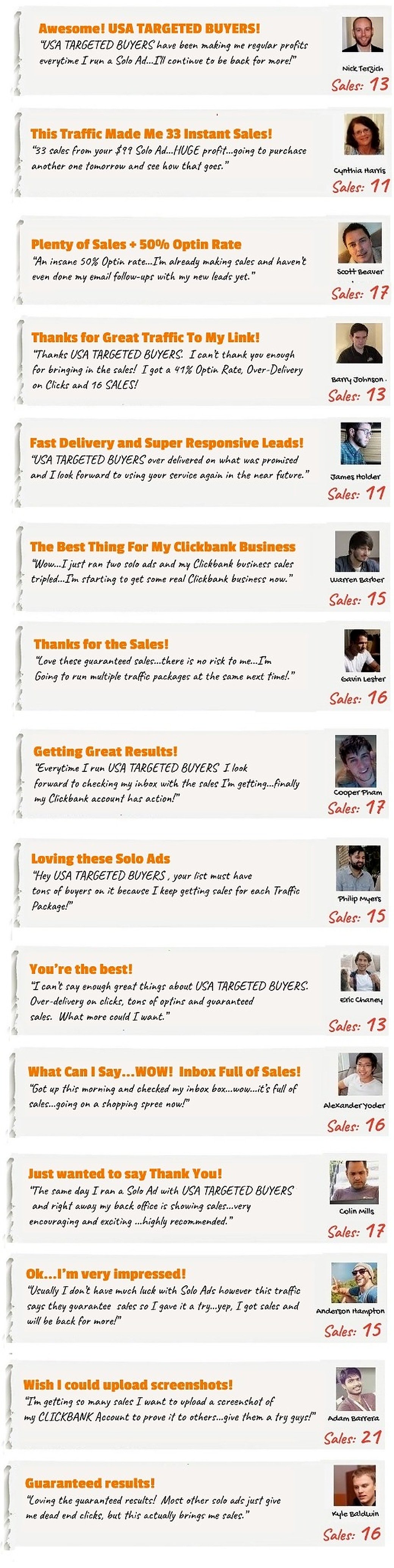 Customer testimonials